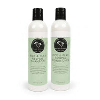 🌾 Rice Water Hair Care Bundle featuring Rice & Flax Revival Shampoo and Conditioner for nourished, strong hair.